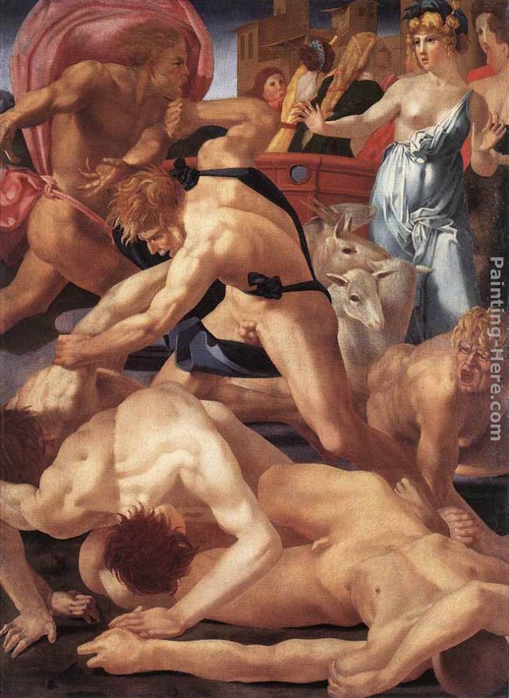 Moses Defending the Daughters of Jethro painting - Rosso Fiorentino Moses Defending the Daughters of Jethro art painting